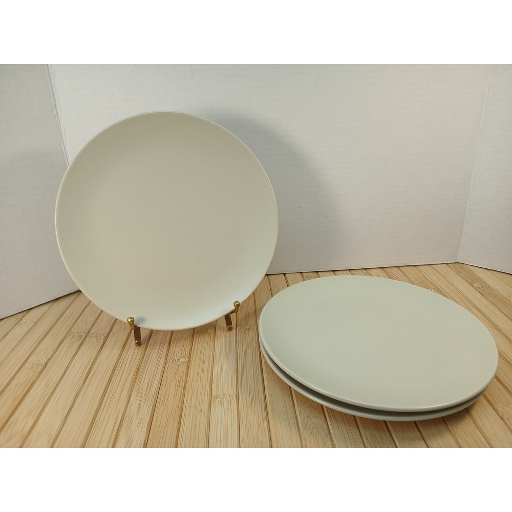 IKEA Fargklar Matte Sand Color Stoneware 8 Inch Side Salad Plates Set of 3